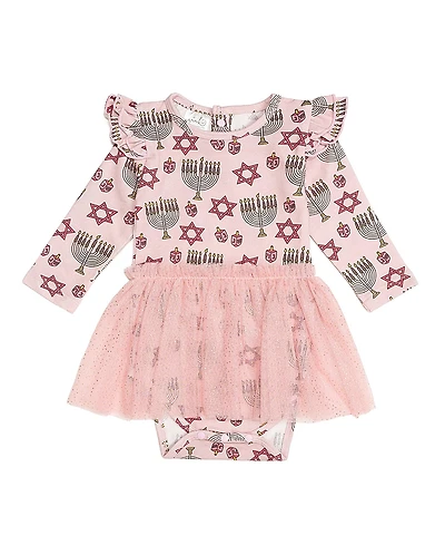 Sweet Wink Girls' Hanukkah Long Sleeve Tutu Bodysuit - Baby