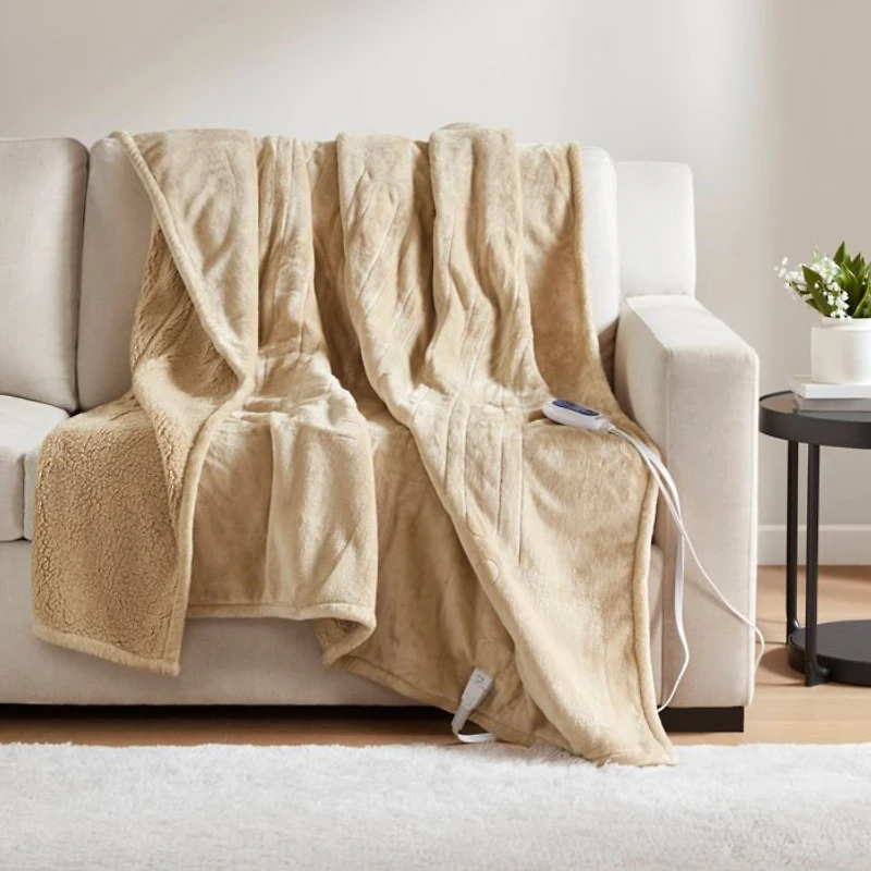 Heated Microlight to Berber Throw, 60" x 70"