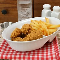 Porcelain Divided Oval Serving Bowl, 10.5", White