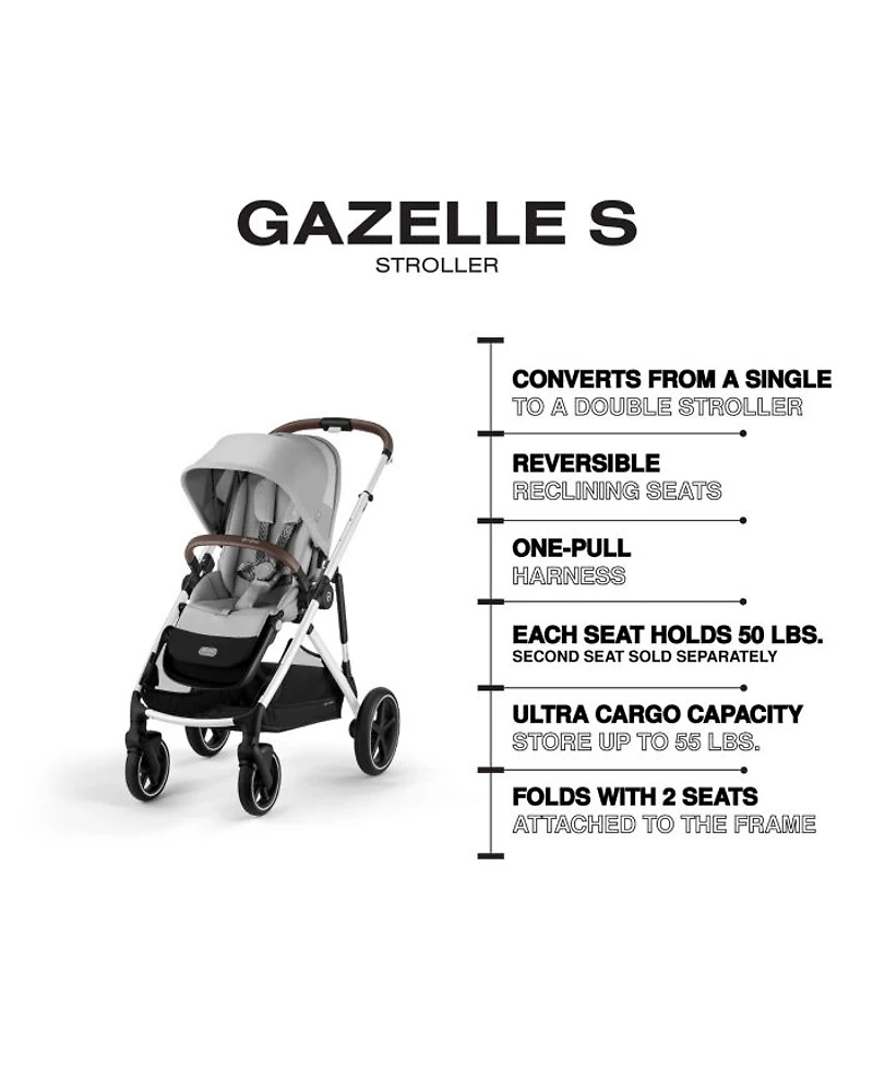 Gazelle S 2 Single to Double + Cloud G Lux Travel System with Cot