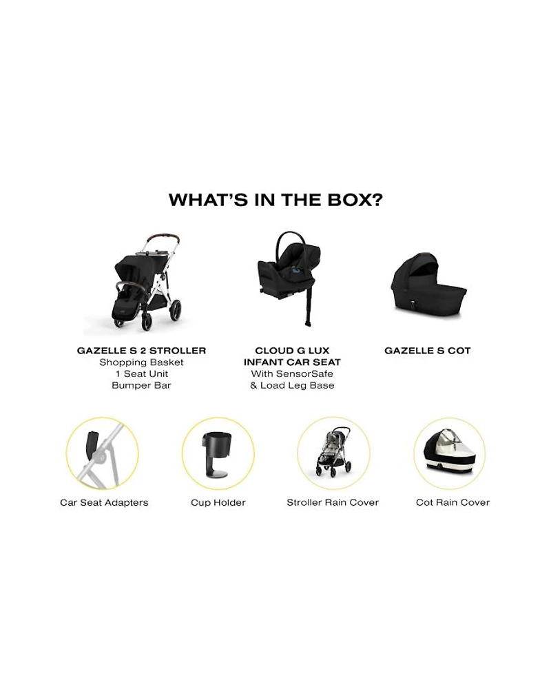 Gazelle S 2 Single to Double + Cloud G Lux Travel System with Cot