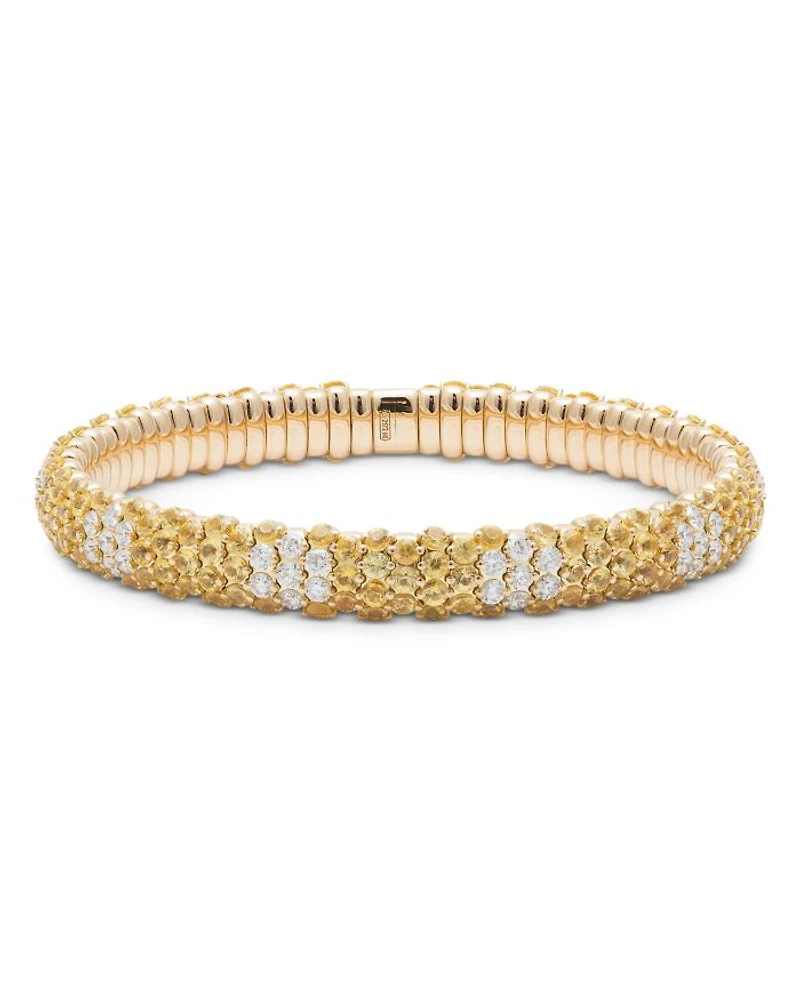 18K Yellow Gold Yellow Sapphire & Diamond Stretch Bracelet