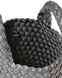 St. Barths Woven Metallic Silver Petite Tote Bag