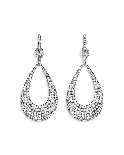 18K White Gold Pavé Drop Earrings