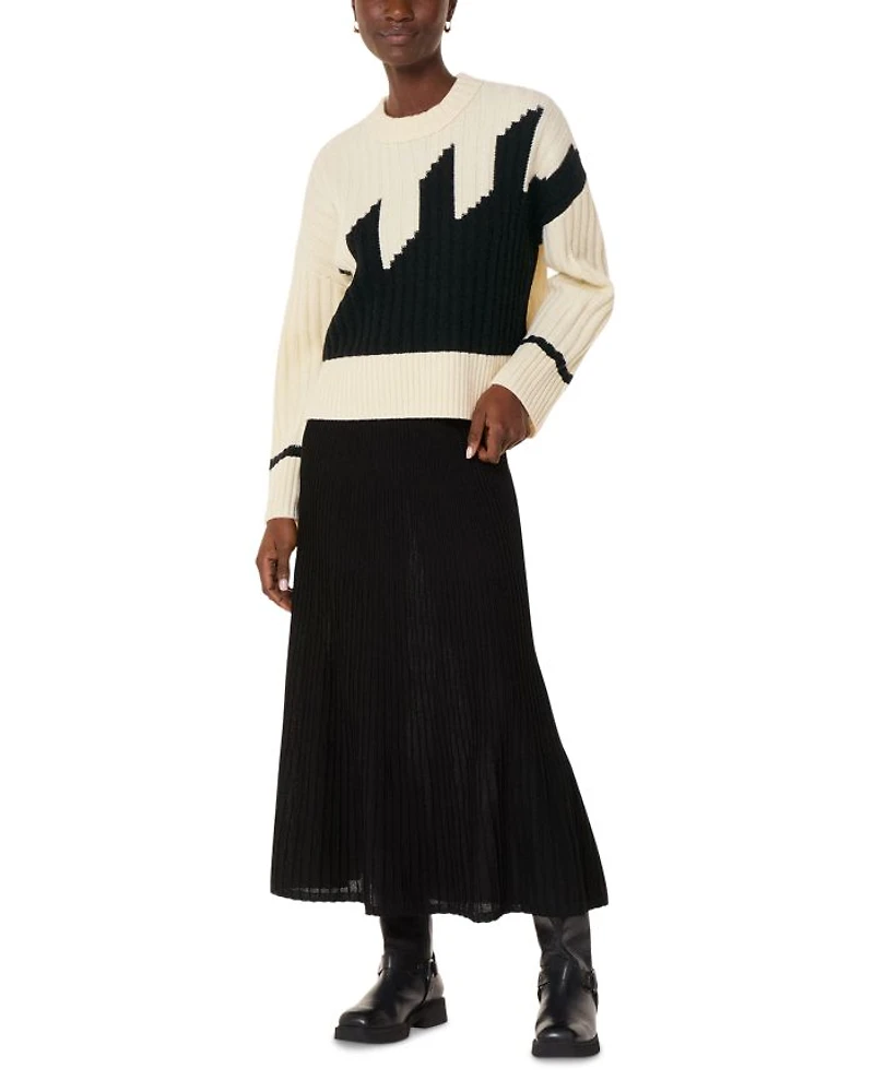 Graphic Intarsia Wool Blend Crewneck Knit Sweater