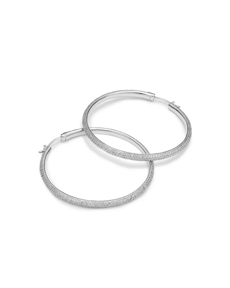 18K White Gold Diamond Hoop Earrings, 3.4 tcw