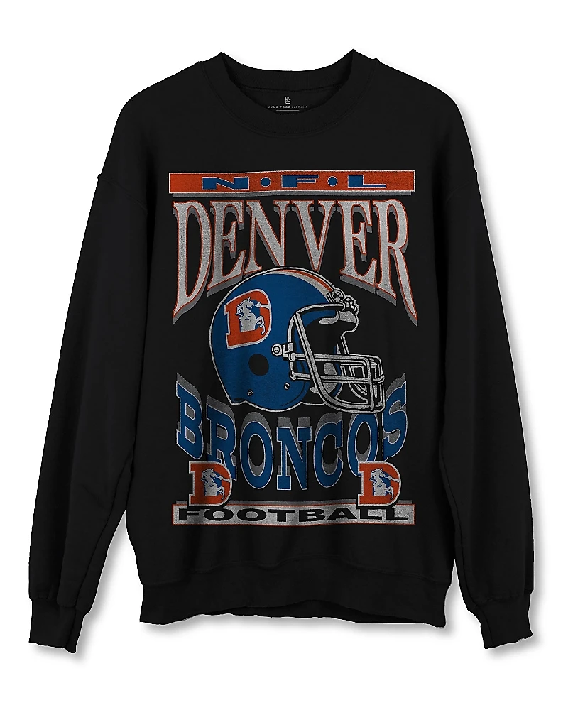 Junk Food Clothing Nfl Unisex Denver Broncos Helmet Flea Market Crew Fleece Sweatshirt