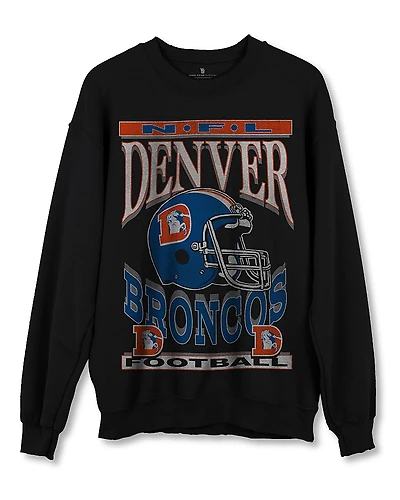 Junk Food Clothing Nfl Unisex Denver Broncos Helmet Flea Market Crew Fleece Sweatshirt