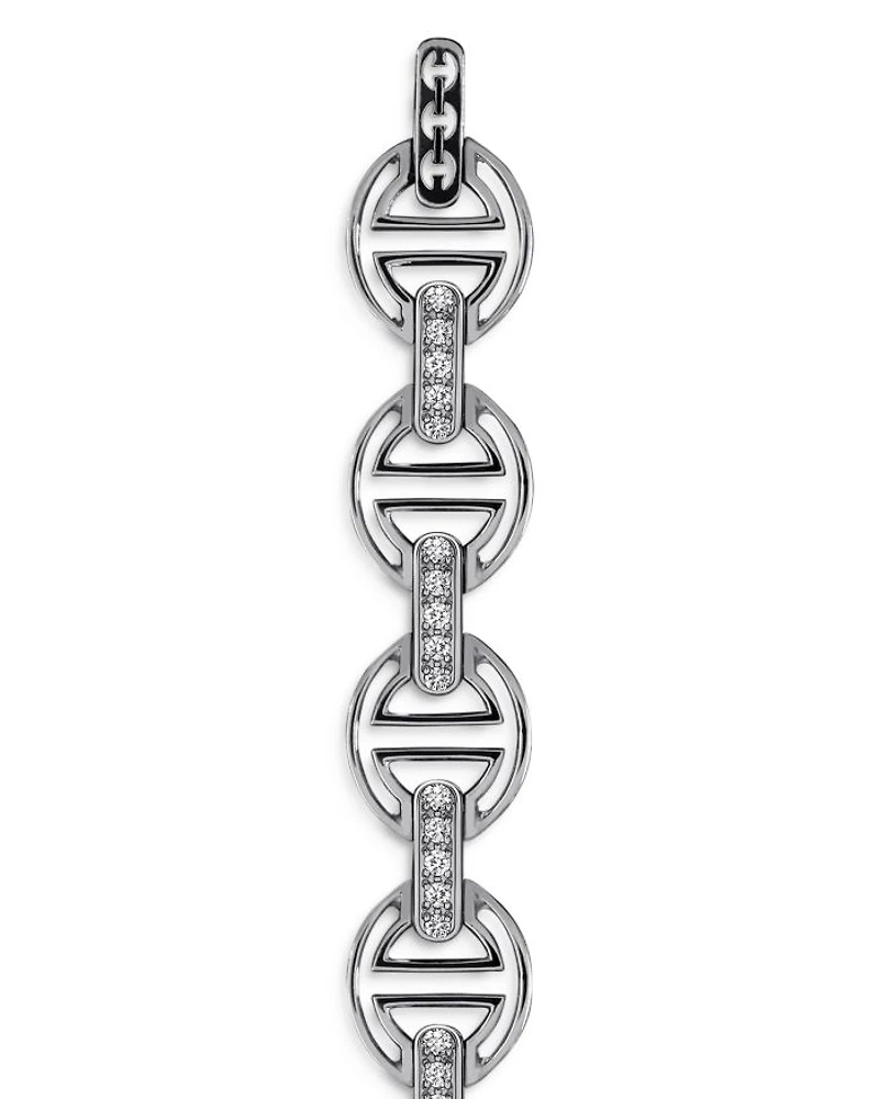 18K White Gold Diamond Bridge Link Bracelet