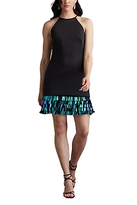Selena Neoprene Sequin Fringe Mini Dress
