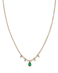 Zoe Chicco 14K Yellow Gold Dangling Emerald & Diamond Necklace, 16