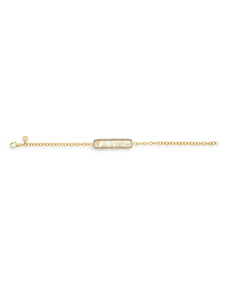 14K Yellow Gold Wicked Diamond Open Icon Link Bracelet