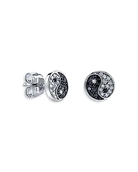 Sydney Evan 14K White Gold Black & White Diamond Yin Yang Single Stud Earring