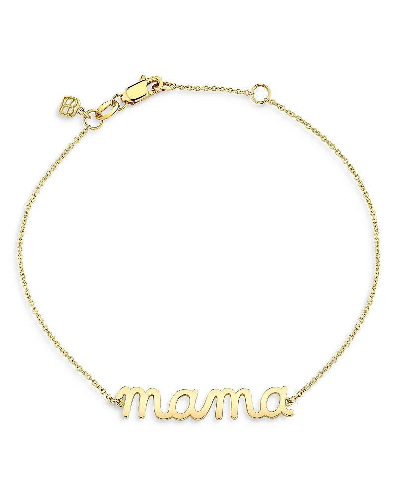 Sydney Evan 14K Yellow Gold Mama Script Charm Bracelet