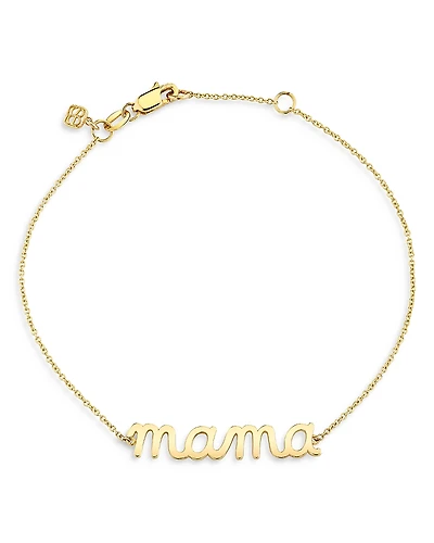 Sydney Evan 14K Yellow Gold Mama Script Charm Bracelet