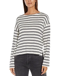 Three Dots Rumi Striped Boat Neck Top