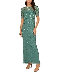 Adrianna Papell Beaded 3D Floral Gown