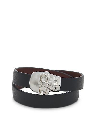 Alexander McQUEEN Skull Double Wrap Leather Bracelet