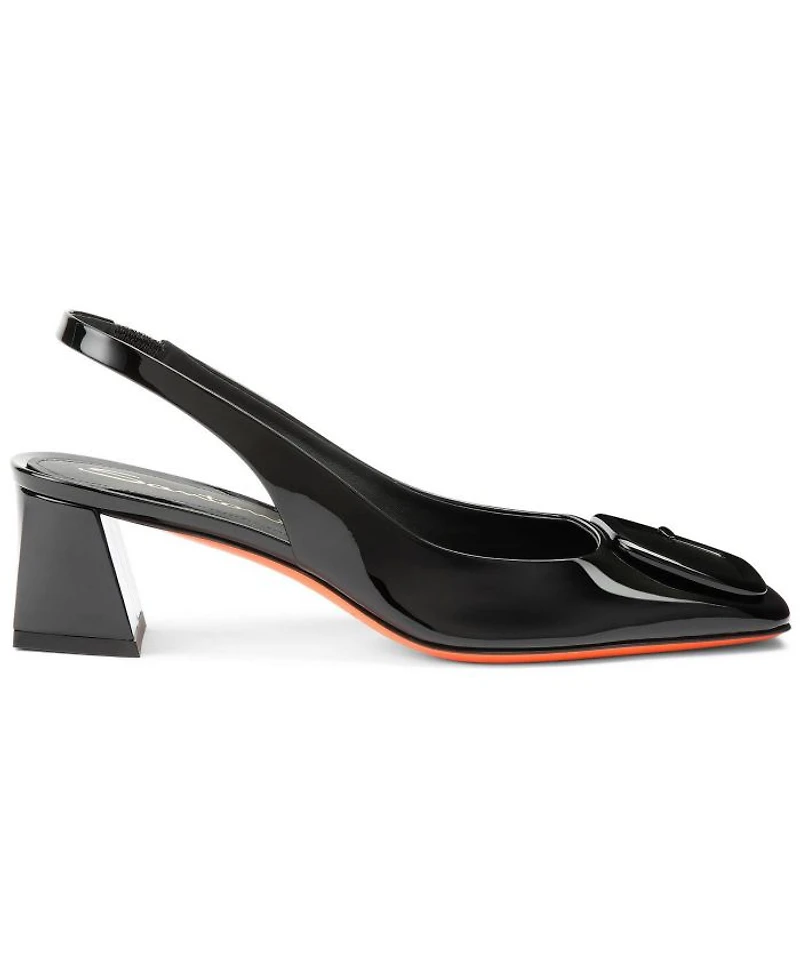 Women's Patent Leather Mid-Heel Slingback Pumps