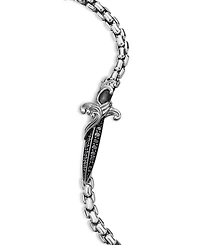 Men's Sterling Silver Waves Black Diamond Pavé Dagger Bracelet