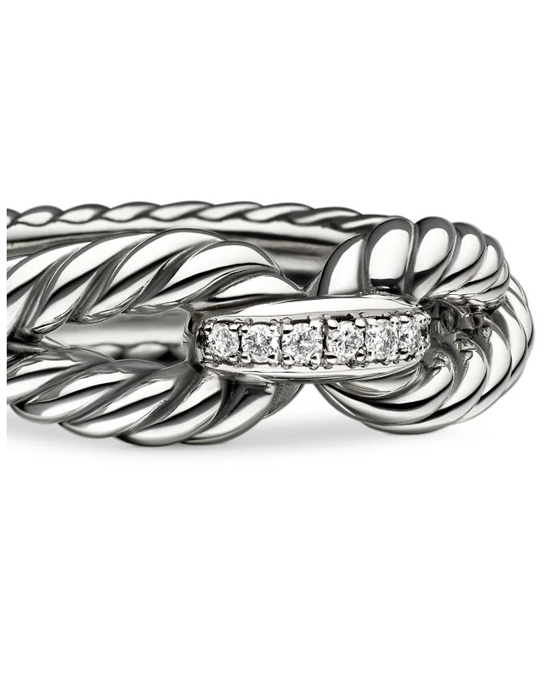 Cable Loop Ring with Diamonds