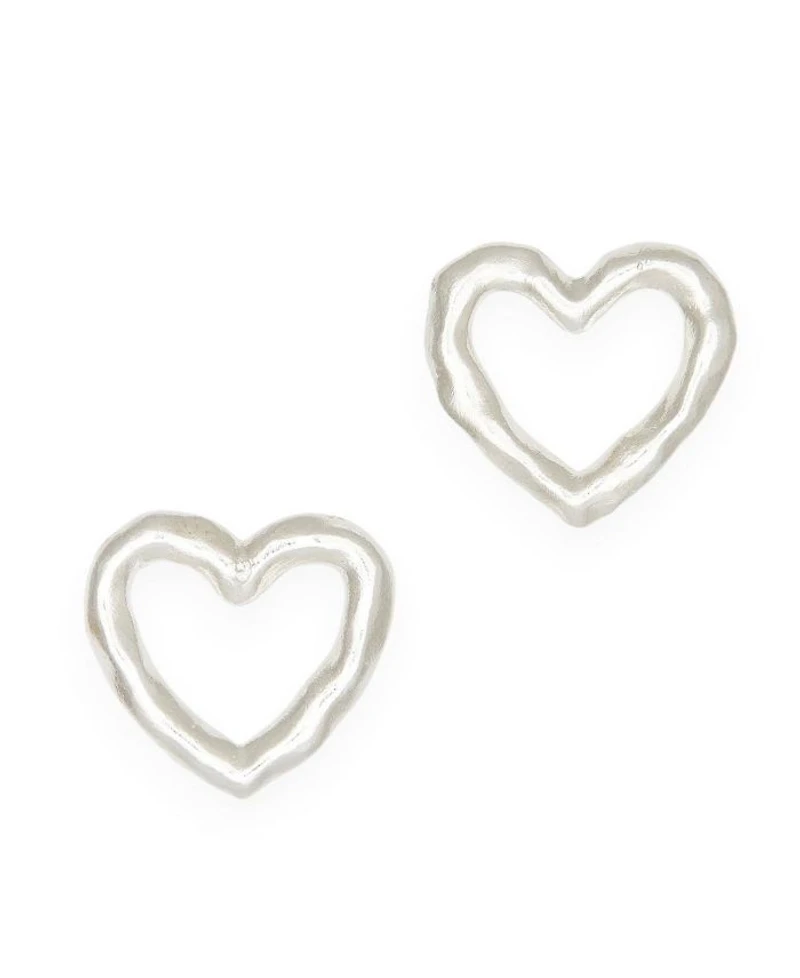 Lulu Heart Earrings in Silver
