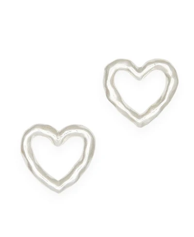 Lulu Heart Earrings in Silver