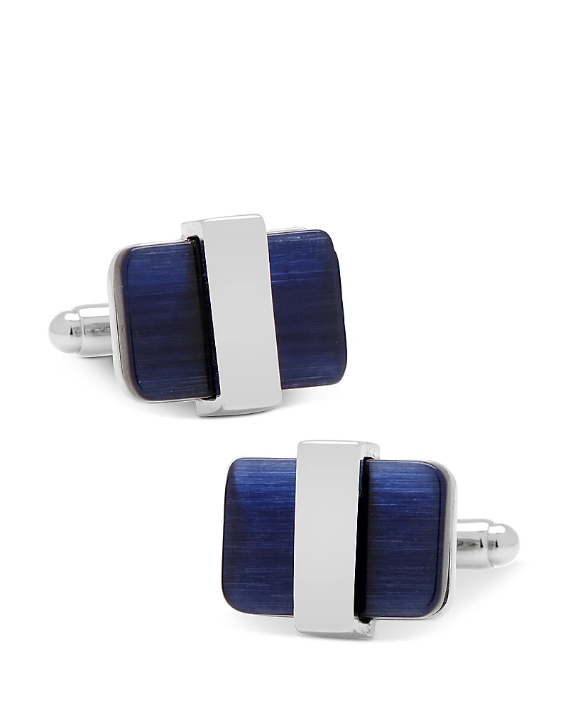 Cufflinks Inc Silver Plated Navy Blue Cat's Eye Cufflinks