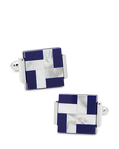 Mother of Pearl and Lapis Blue Windmill Square Cufflinks