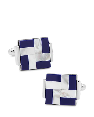 Cufflinks Inc Mother of Pearl and Lapis Blue Windmill Square Cufflinks