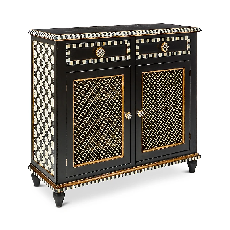 Mackenzie-Childs Courtly Criss-Cross Small Cabinet