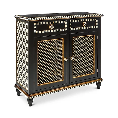 Mackenzie-Childs Courtly Criss-Cross Small Cabinet