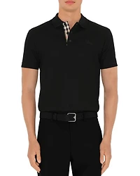 Eddie Cotton Piqué Equestrian Knight Embroidered Slim Fit Check Placket Polo Shirt