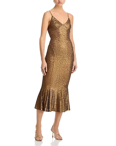 Norma Kamali Sequin Fishtail Midi Dress