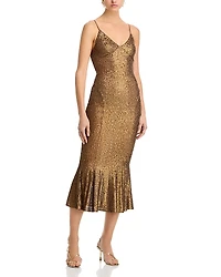 Norma Kamali Sequin Fishtail Midi Dress