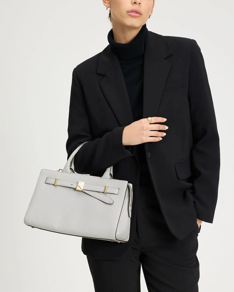 Deco Pebbled Leather Medium Satchel