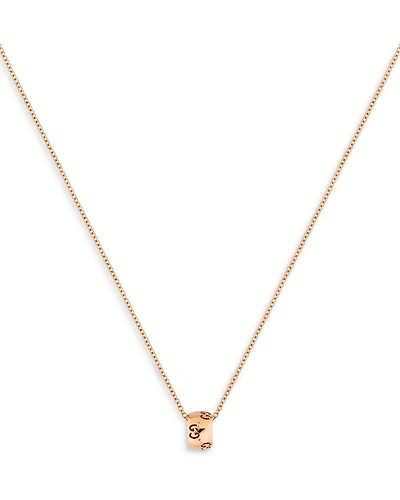 18K Rose Gold Icon Polished Logo Ring Pendant Necklace, 15.7-18"