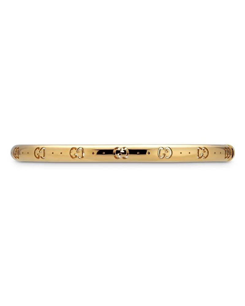 18K Yellow Gold Icon Logo Double G Cut Out Bangle Bracelet