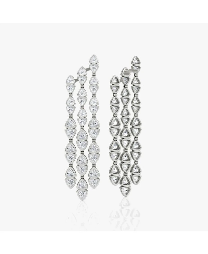 Trillion Cascade Earrings 14K White Gold, 9.64ctw Lab Grown Diamonds