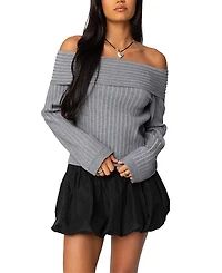 Edikted Brandy Fold Over Ribbed Sweater