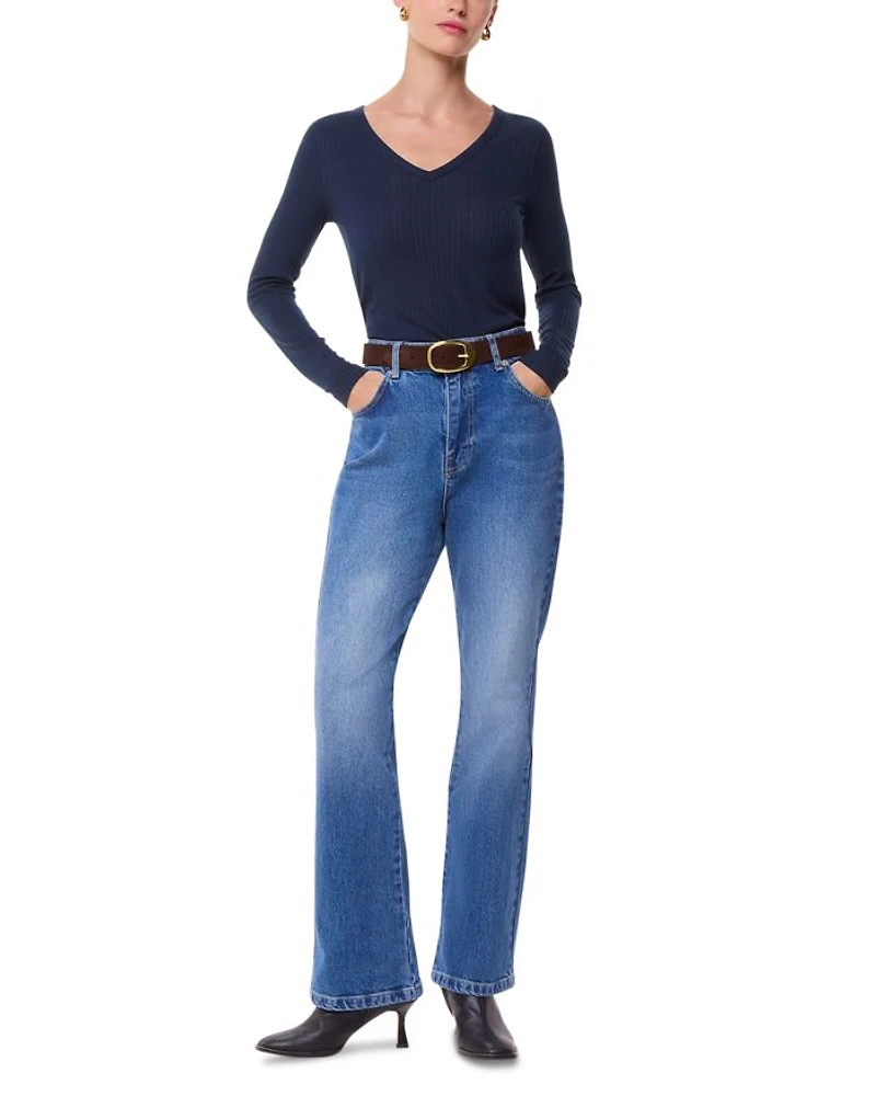 Ribbed V Neck Top