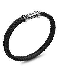 Men's Chevron Black Rubber Bracelet with Pavé Diamonds