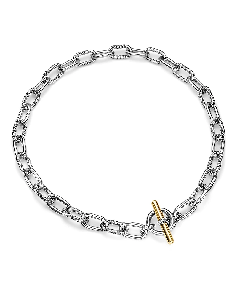 David Yurman Dy Madison Toggle Chain Necklace with 18K Yellow Gold, 20