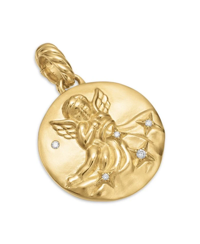 18K Yellow Gold Diamond Zodiac Amulet Pendant