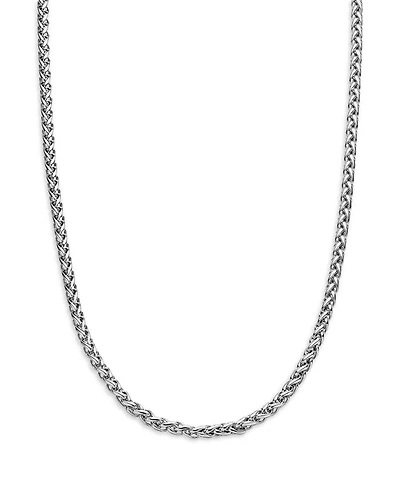 Men's Sterling Silver Wheat Chain Necklace 24", 4mm