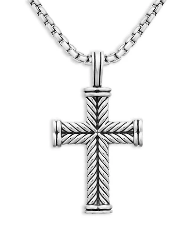 Men's Chevron Cross Pendant in Sterling Silver