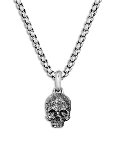 Men's Memento Mori Skull Amulet in Sterling Silver, 16mm