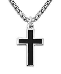 Men's Exotic Stone Cross in Sterling Silver with Black Onyx, 26mm