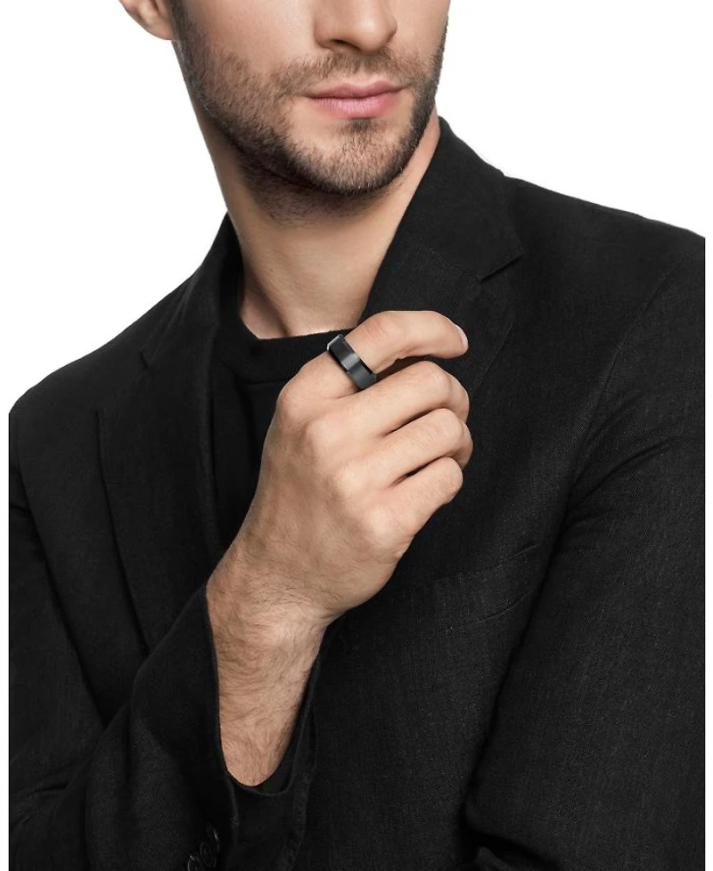 Men's Black Titanium 8.5mm Beveled Band