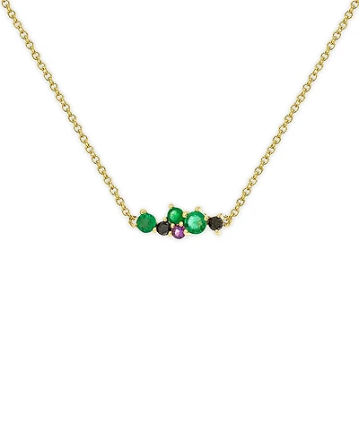 Sydney Evan Wicked x Sydney Evan 14K Yellow Gold Gemstone & Black Diamond Elphaba Cocktail Bar Necklace, 18